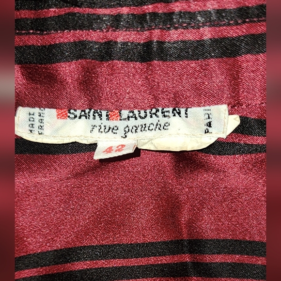 YVES SAINT LAURENT RIVE GAUCHE Striped Long Sleeve Button-Up Top - Picture 4 of 7